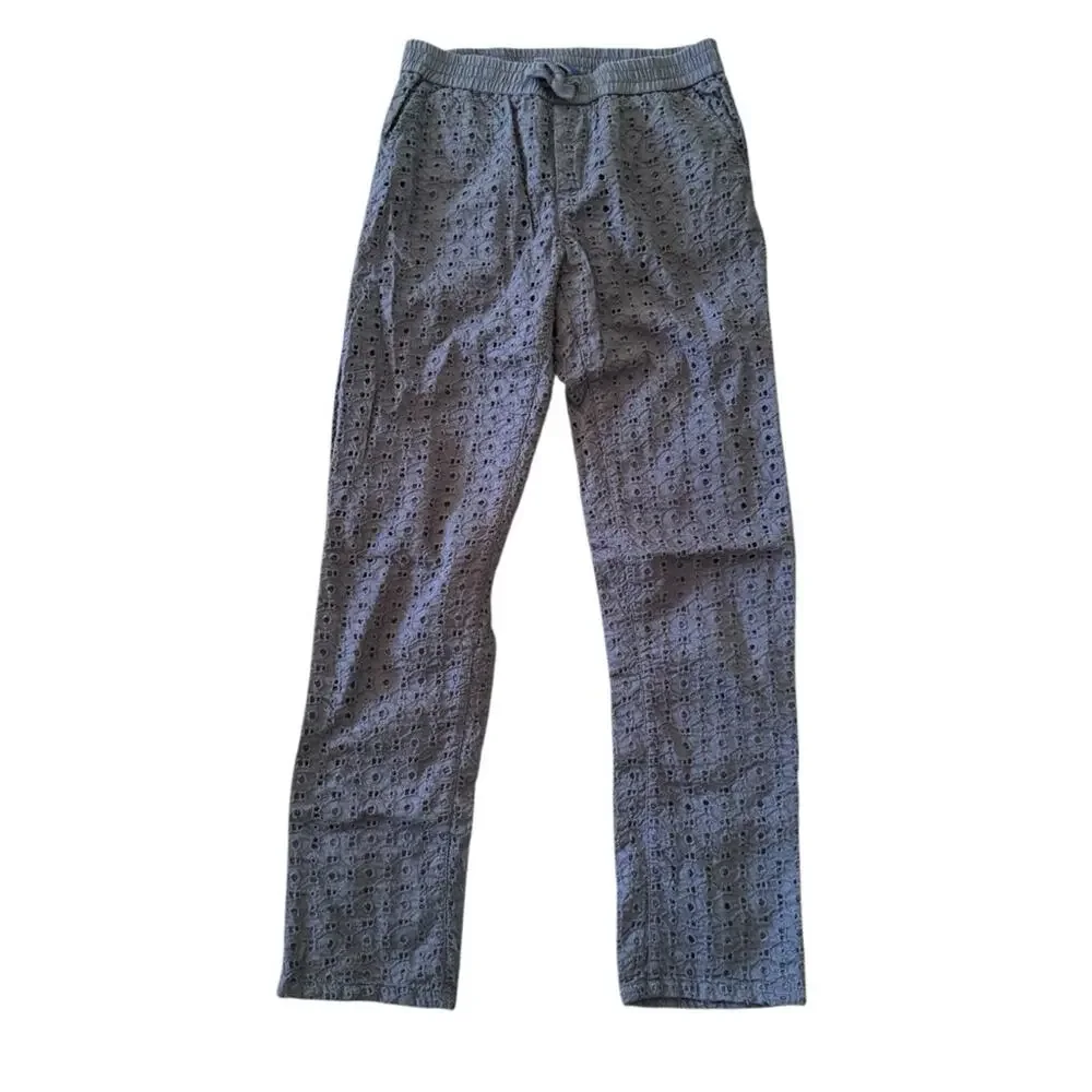 Gap Kids Girls Gray Cotton Eyelet Pants Airy Breathable Size M (8)